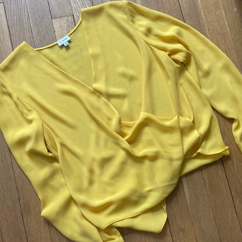 Faux wrap blouson top